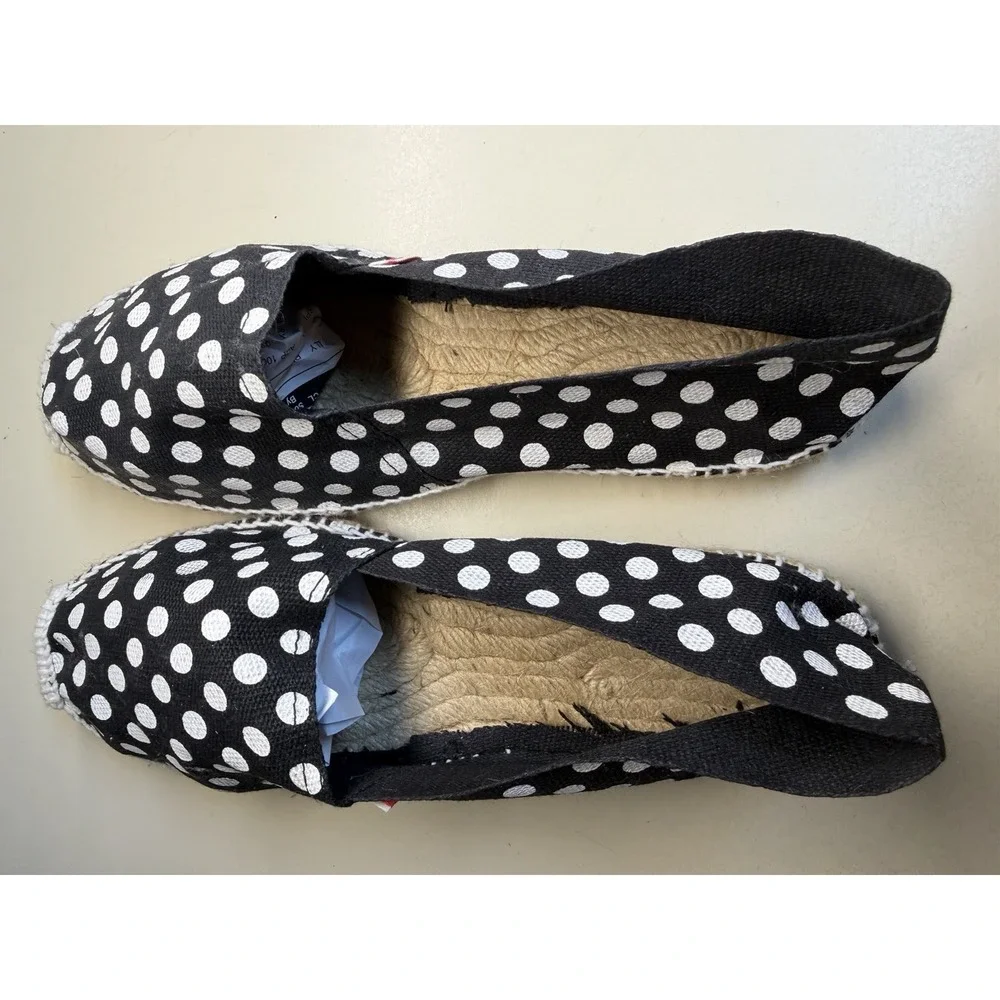 Espadrilles‎ Etchandy Made in France Black White Polka Dot Slip On Flats EU 39